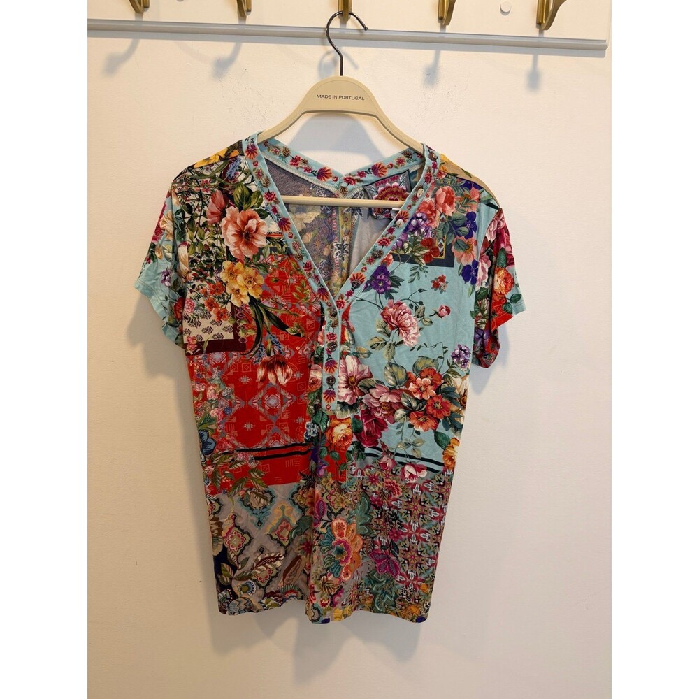 Johnny Was Otti Button Neck Tee